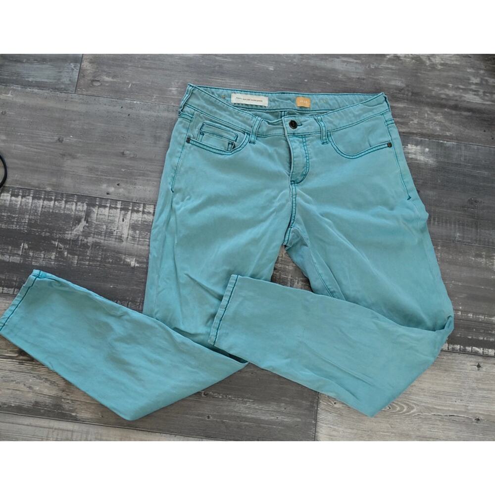 Pilcro Anthropologie Jeans Womens Sz 28 Blue Teal Stet Fit Skinny Stretch
